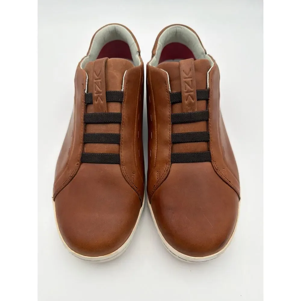 KIZIK New York Mens 9.5 Brown Leather Hands Free Sneakers NWOT Old Money
